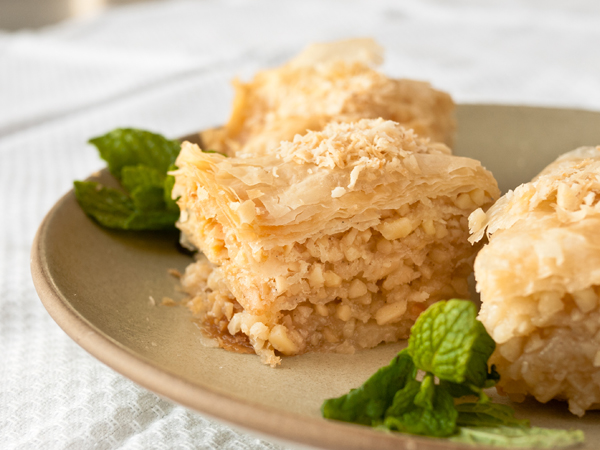 Coconut Baklava with Ginger-Lemongrass Syrup