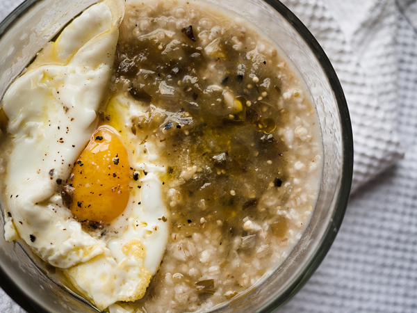 Savory Oatmeal (Fried Egg, Tomatillo Salsa)
